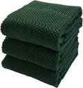 Dark Green Kitchen Hand Dish Towels, 100% Cotton by SerafinaHome