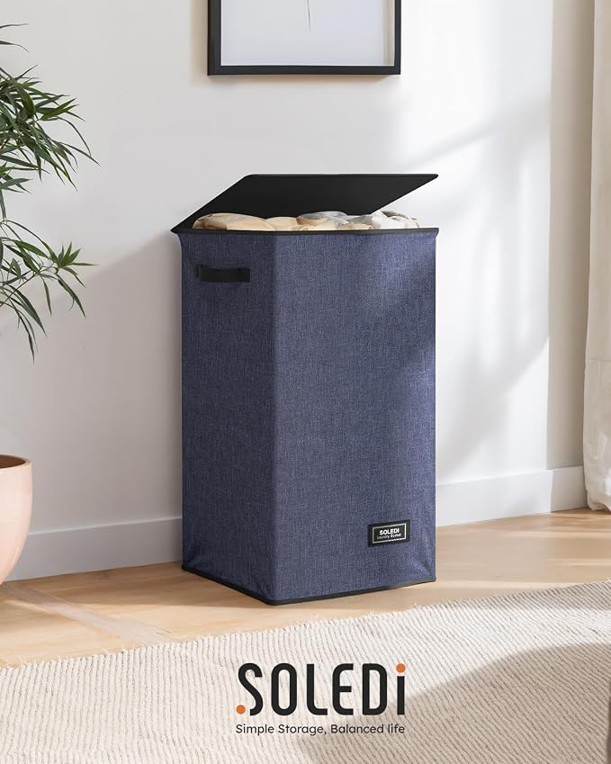 SOLEDI 90L Laundry Hamper with Lid, Large Collapsible Laundry Basket | Sturdy - Image 8