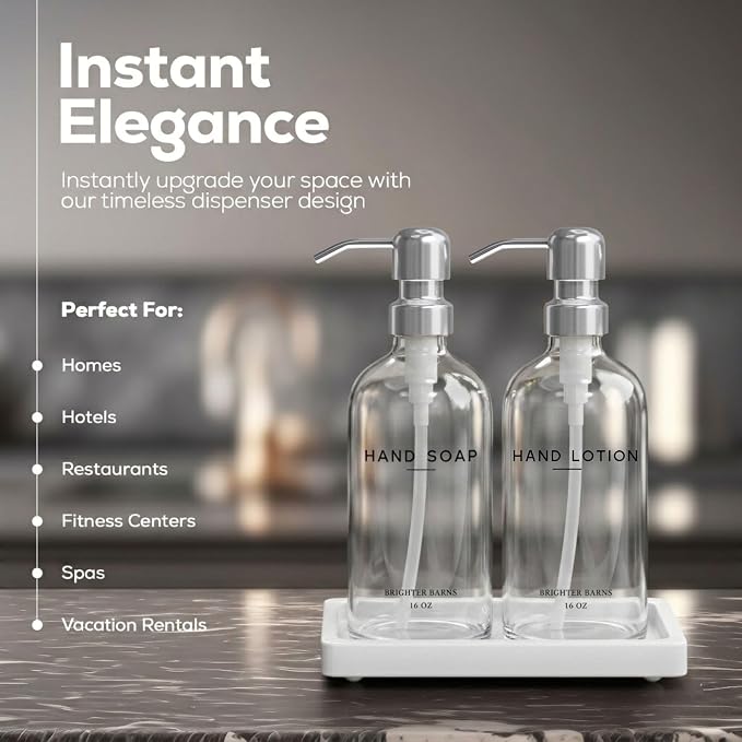 Glass Soap and Lotion Dispenser Set - Image 2