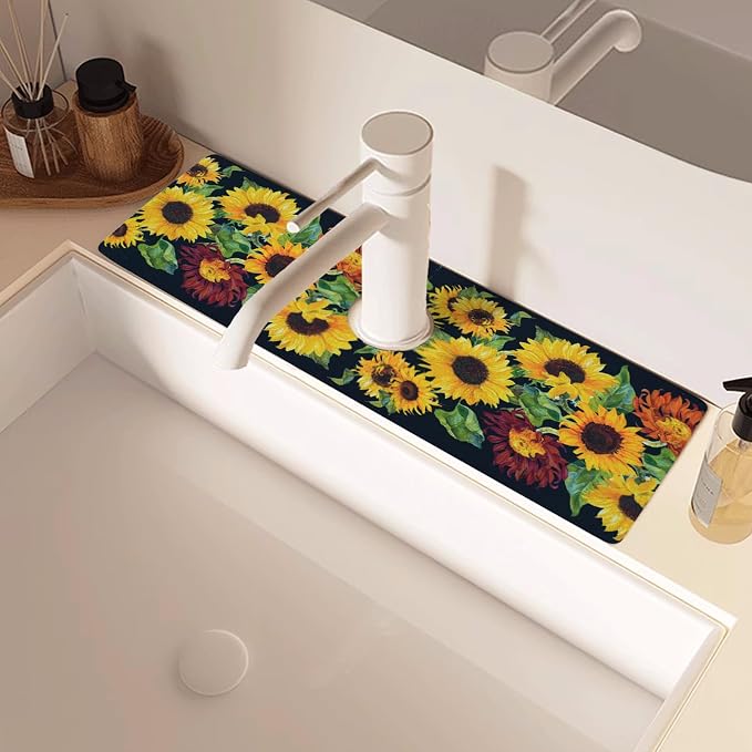 Sink Faucet Absorbing Mat, 2 Pack Drying Mat Around Faucet Sink Splash Guard - Image 3