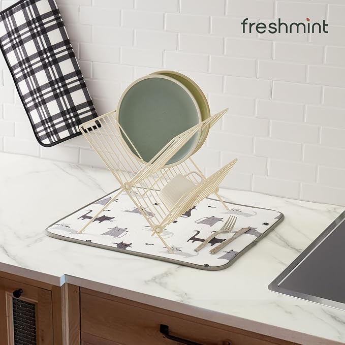 FRESHMINT Dish Drying Mats 2 Pack, Ultra Absorbent, Microfiber, Washable & - Image 5