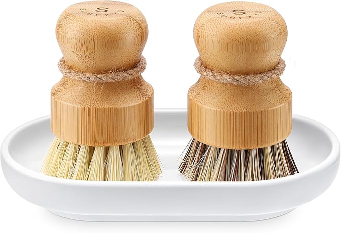 SUBEKYU Bamboo Dish Scrub Brush, Produce Brush, 2 Pack by SUBEKYU
