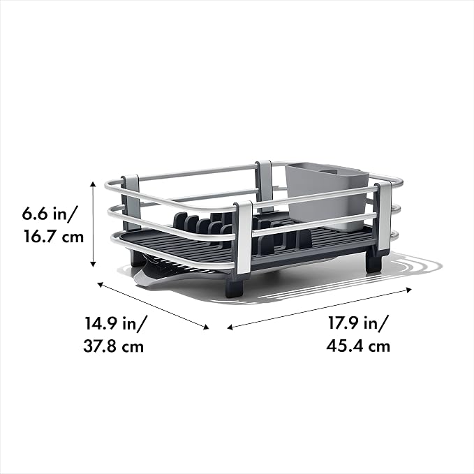 OXO Good Grips Rustproof Aluminum Dish Drying Rack | Raised Ridges Allow Quick - Image 2
