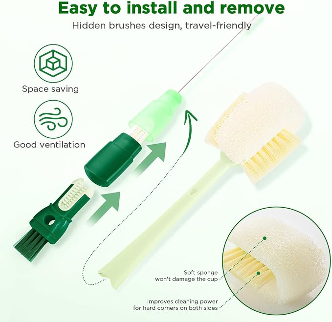 OUTXE 6 Pack Bottle Brush Cleaning Set, 5-in-1 Cup Cleaner Brush | - Image 3