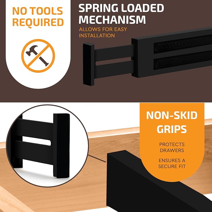 6-Pack Drawer Dividers 2.6-Inch High Dresser Organizer 16 to 22 Inch, Spring - Image 7