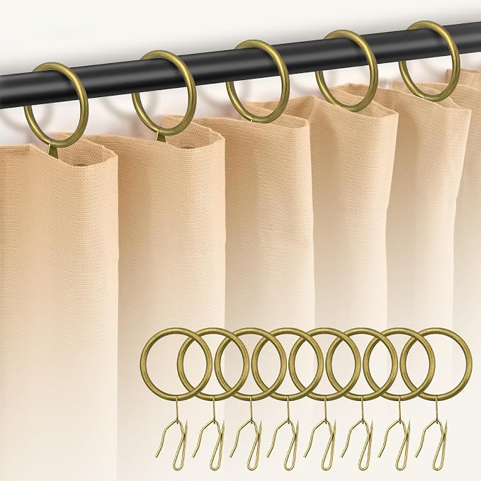 60Pcs 32mm Internal Diameter Curtain Rings and Curtain Drapery Pin Hooks | by Dpyrrhic