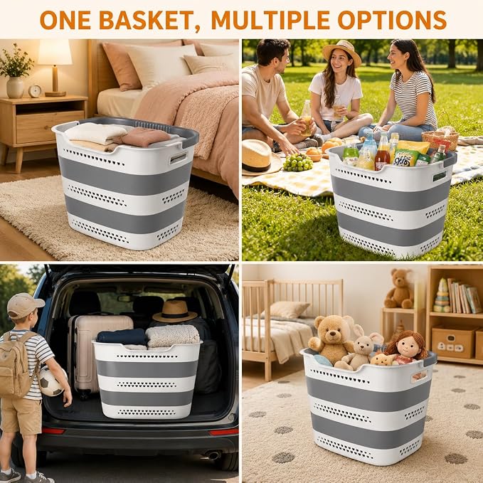 2 Pack Collapsible Laundry Basket, 42L Foldable Laundry Hamper - Image 6