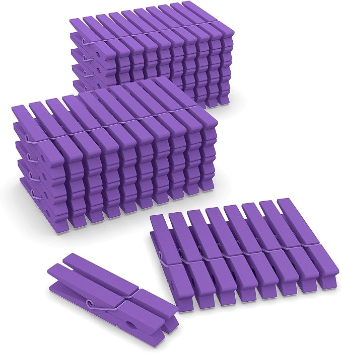 100 Pcs Purple Clothes pins by FEFU