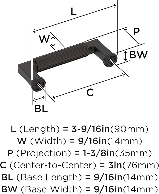 Amerock Ballard 3 inch (76mm) Center-to-Center Oil-Rubbed Bronze Cabinet Pull, BP37642ORB