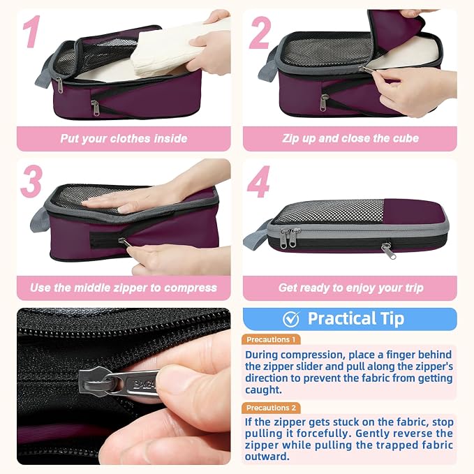 BAGAIL 4 Set/6 Set/8 Set Compression Packing Cubes Travel Accessories - Image 4