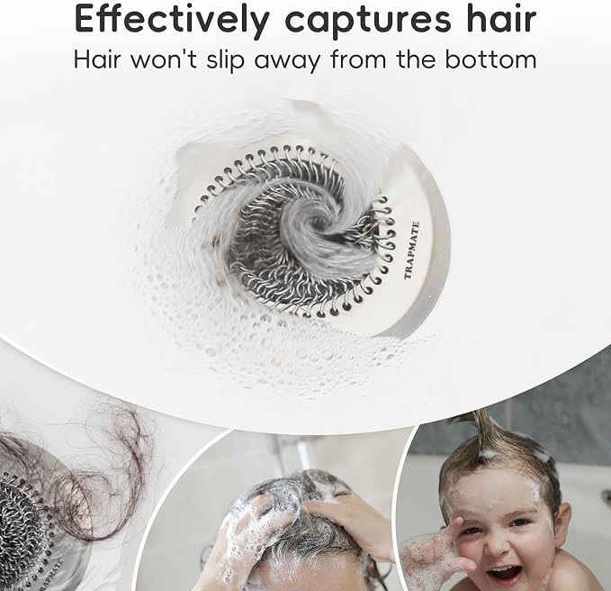 TRAPMATE Bathroom Sink Drain Strainer, 4.4" Patented Shower Hair Catcher | 2 - Image 2