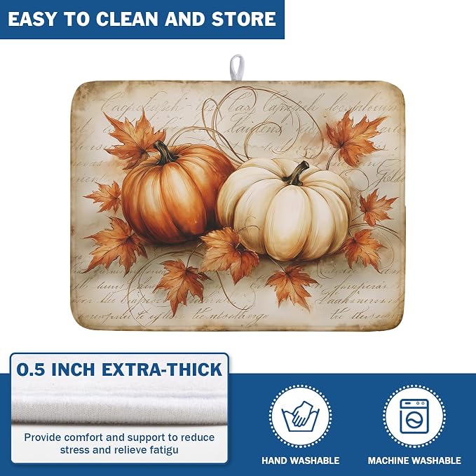 Fall Pumpkin Dish Drying Mat 18”x24”Vintage Autumn Drying Mat - Image 5