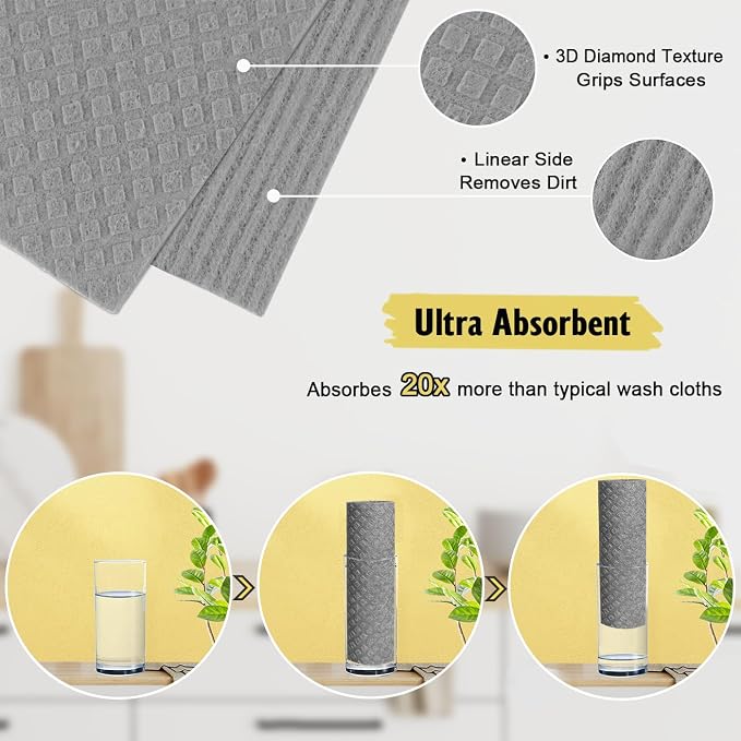 MoLKENE Swedish Dishcloths for Kitchen, 10 Pack Cellulose Sponge Cloths | - Image 3