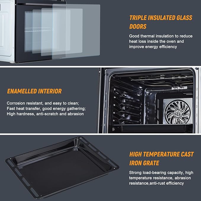 Stainless Steel Toaster Oven, Large Capacity 70L with 3D Heating, Air Fryer Oven Combo for Countertop & Built-in Use,Multi-Function Cooking Modes, Triple-Insulated Glass Door & Easy-Clean Interior
