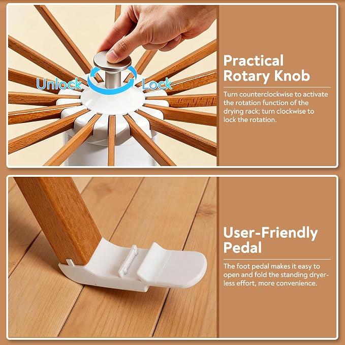 ZOFGENOW Clothes Drying Rack, Rotary Foldable Stand - Image 6