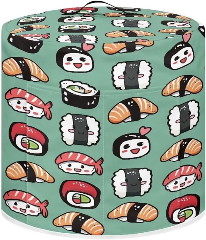 8 Quart Pressure Cooker Small Appliance Covers, Washable Dust Cover for Air Fryer Rice Cooker Kitchen Appliance Accessories with Storage Pockets, Sushi Print