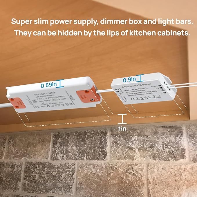 Litever Under Cabinet Lighting Kit. Slim. Super Bright. 21W. Dimmable. Remote with Synchronous Control. Perfect for Kitchen Under Cabinets, Over Counter, Display Lights, Shelf Light. Cool White 4000K.