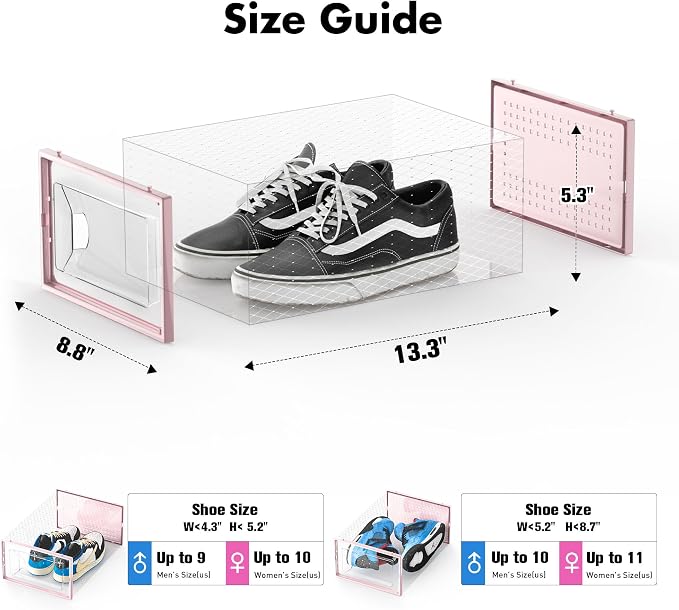 Foluck Shoe Storage Box, 15 Pack Clear Plastic Stackable Organizer - Image 2