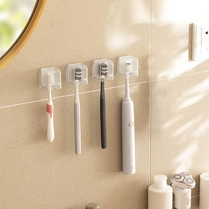4 PCS Toothbrush Holder Wall Mounted by LUEXBOX