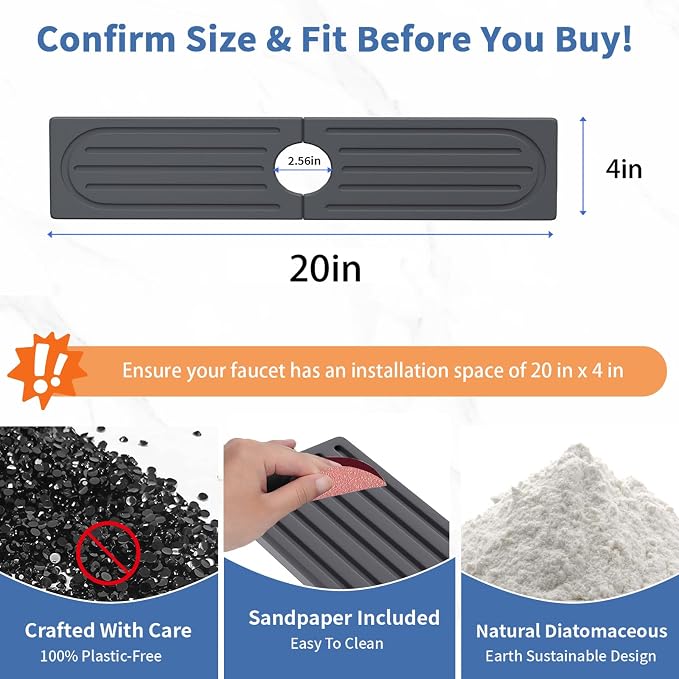 Kitchen Faucet Mat, Diatomite Sink Faucet Mat Splash Guard - Image 3