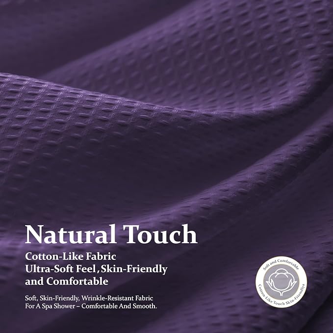 Dynamene Extra Long Waffle Shower Curtain 256 GSM Fabric 72x96 Purple - Image 7