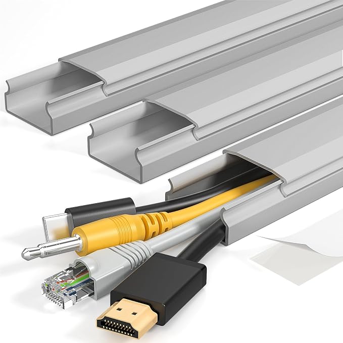 Yecaye TV Cord Hider, 42in Cord Cover Wall Mounted, W1.18in H0.6in, Wire Covers by Yecaye