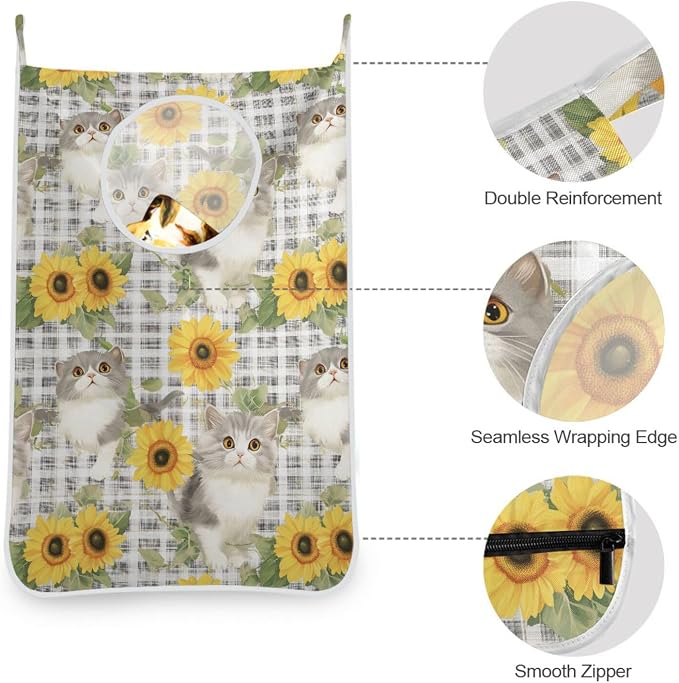 Hanging Laundry Hamper with Stainless Steel Hooks, Oxford Fabric Printing Door - Image 5