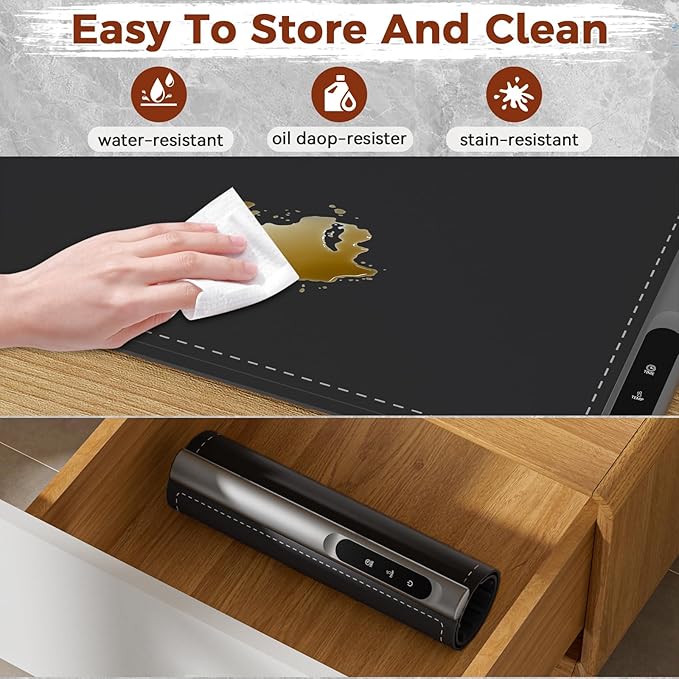 Upgrade Graphene Warming Mat for Food, Food Warming Mat for Countertop with 6 Temperature Settings and Timing Function, Portable Electric Warming Tray for Parties Buffet, Black