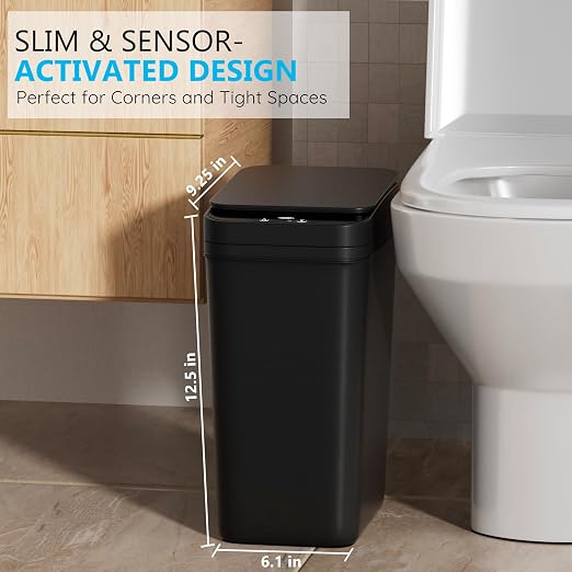 Bathroom Small Trash Can with Lid, Automatic Garbage Can, 2.6 Gallon | 3 Pack - Image 3