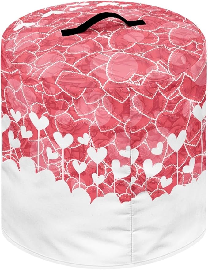 Pink Love Heart Print Air Fryer Cover 3 Quart Valentine's Day Theme Kitchen Appliance Dust Cover for Pressure Cooker Cover/Toaster/Oven/Rice Cooker/Steamer