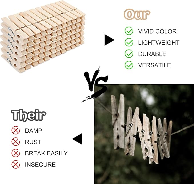 72 Pcs Wooden Clothes Pins, 2.9 Inch Clothes Pins - Image 4