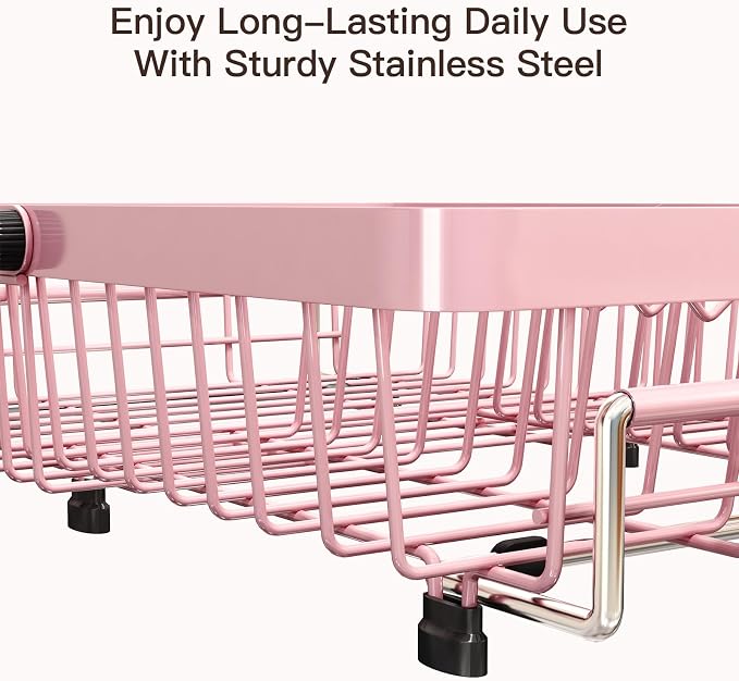Pink Dish Drying Rack Over The Sink - Image 5