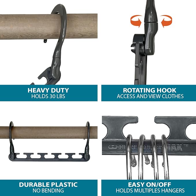 Max 30-Pack Space Saving Hangers, Reinforced Hooks Swivels 360°, Cascading - Image 2