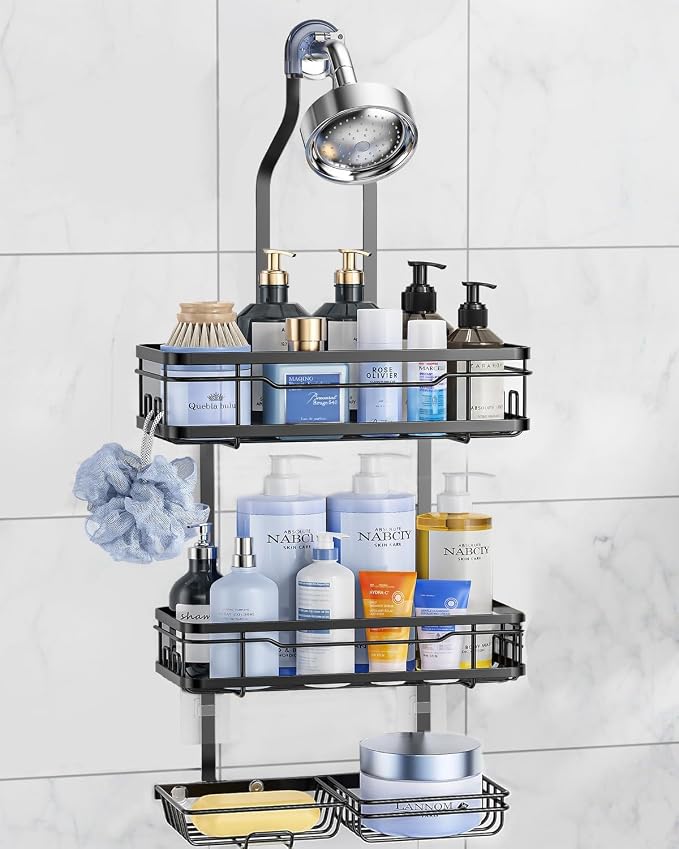 OMAIRA Shower Caddy Hanging Over the Shower Head by OMAIRA