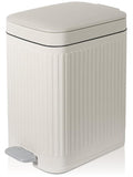 Small Bathroom Trash Can with Lid, 1.9 Gallon Slim Soft Close Step, Cream | by rejomiik
