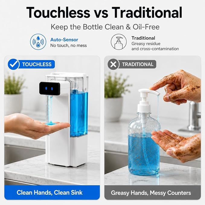 Extra Large 27 oz Dish Soap Dispenser, USB-C Rechargeable | No-Drip Precision - Image 4
