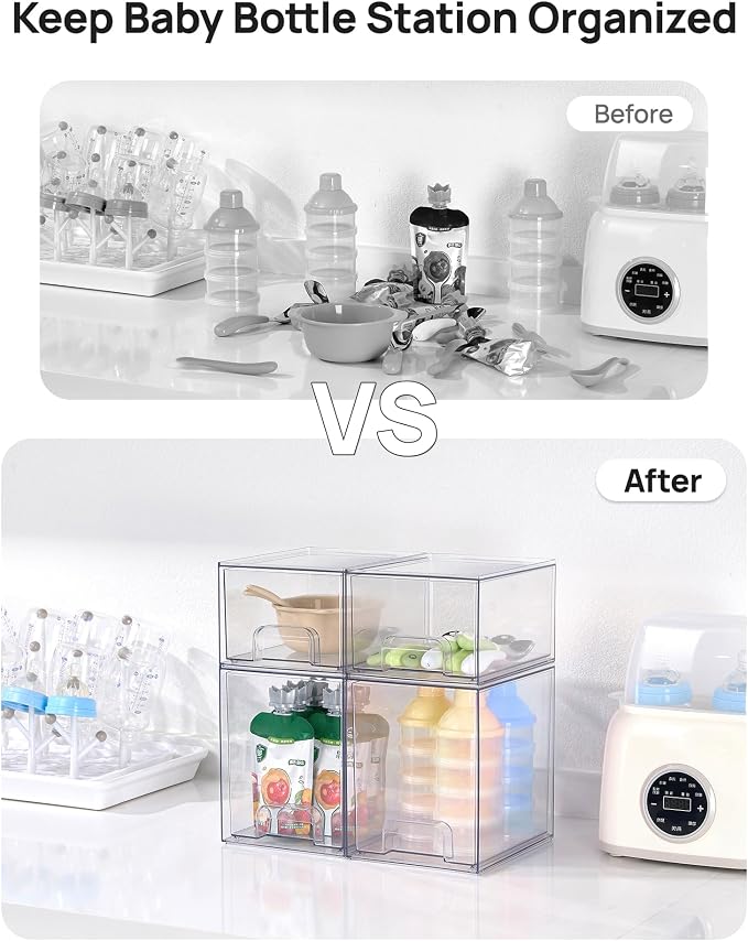 Vtopmart Clear Stackable Storage Drawers Set of 8, Plastic Organizer Bins | - Image 5