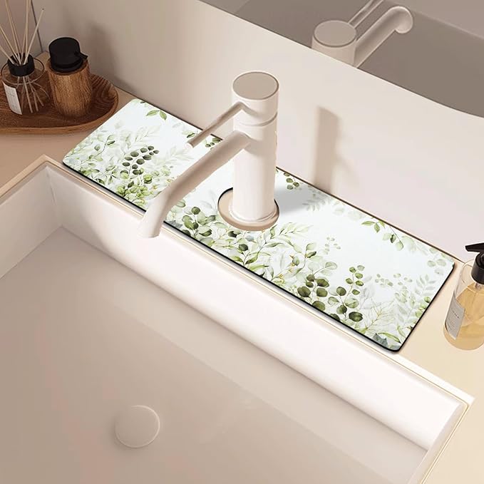 Sink Faucet Absorbing Mat, 2 Pack Drying Mat Around Faucet Sink Splash Guard - Image 6