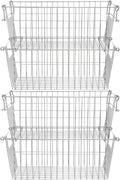 SANNO Chest Freezer Basket Stackable Baskets, Pantry Storage and Organization Chest Freezer Bins Stackable Potato and Onion Storage Bin Metal Baskets for Storage,set of 4