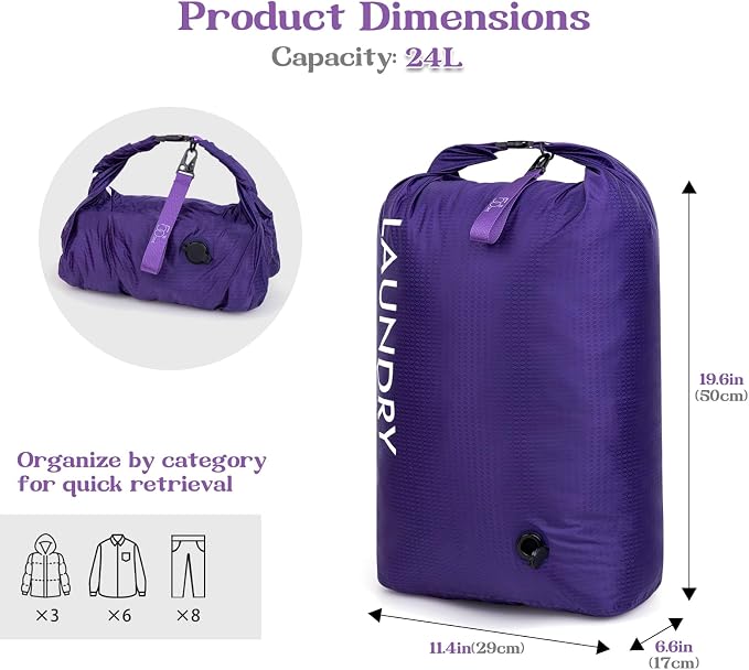 Travel Laundry Bag, Vacuum Compression Dirty Clothes Travel Bag - Image 2