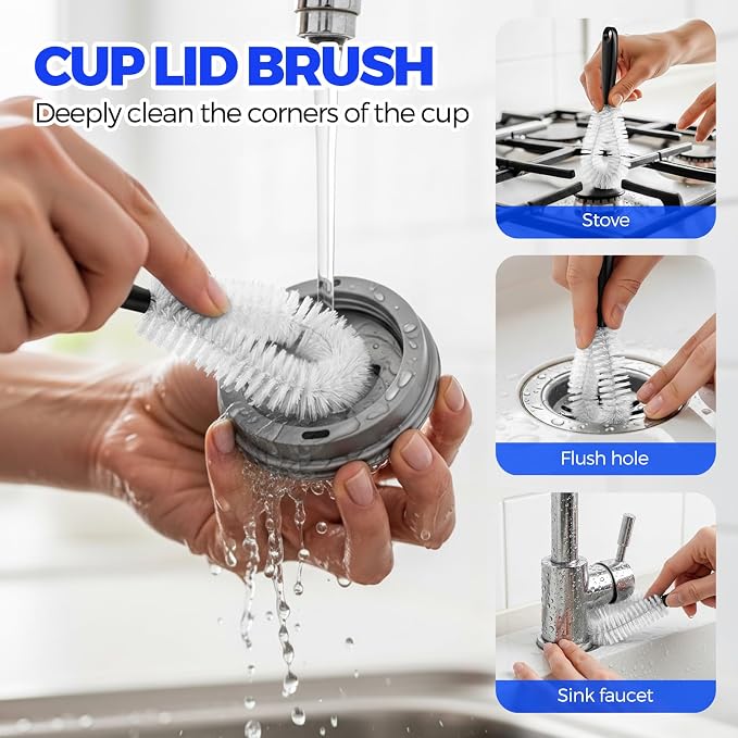 Holikme 4 Pack Bottle Brush 14.5" Long Handle Stainless Steel Brush, Cup - Image 5