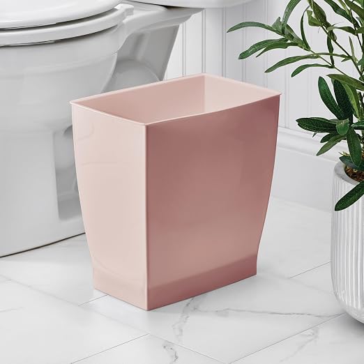 iDesign Small Plastic Bathroom Trash Can, Slim Rectangle Garbage Bin - Image 5