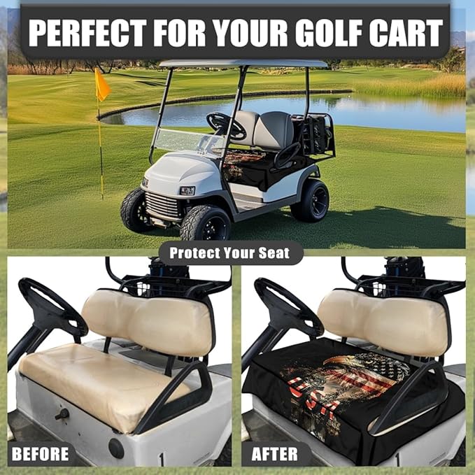 Golf Cart Seat Cushion Cover with Non-Slip Backing and Waterproof Inner Layer, Comfortable Seat Protector for Golf Carts, Utility Vehicles and Outdoor Riding