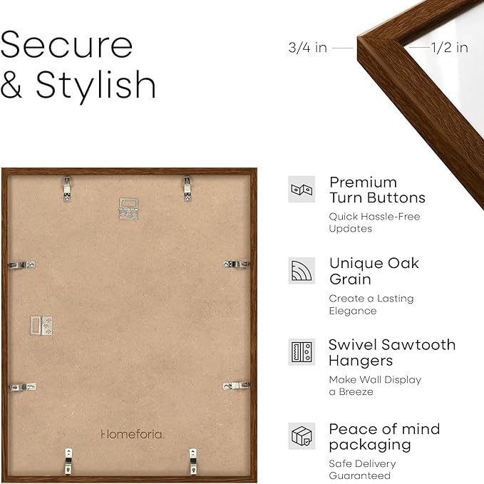 Homeforia 14x20 Double Diploma Frame Brown, High End Dark Oak 14 x 20 Wood Certificate Frames with Mat for Two 8.5x11 Diplomas, 14by20 Dual Walnut Graduation Frames, Tempered Glass, Wall Kit, Set of 1