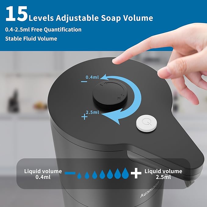 Automatic Soap Dispenser Touchless, Kitchen Bath Black | Hands-Free, 15-Level - Image 2