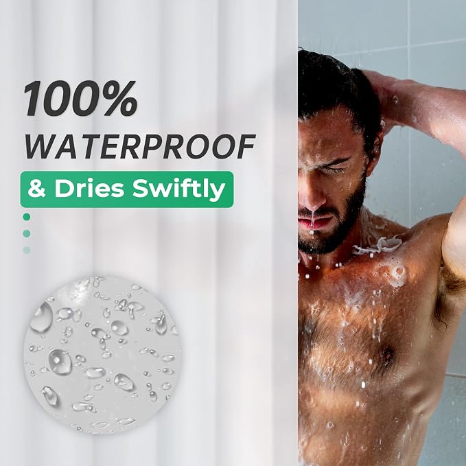 AmazerBath Frosted Shower Curtain Plastic, Heavy Duty Bathroom Curtain Premium - Image 5