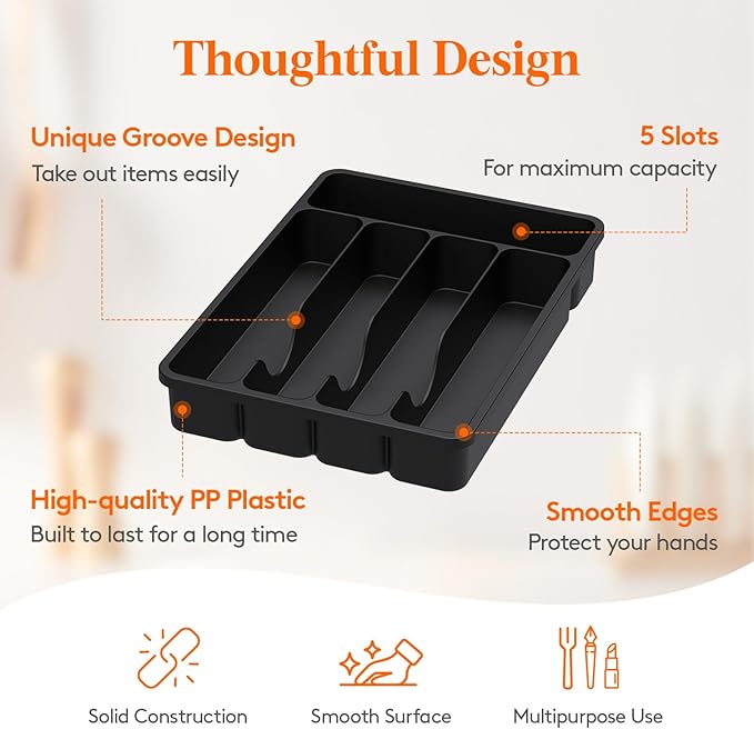 Lifewit Silverware Drawer Organizer Tray, Cutlery Storage - Image 3