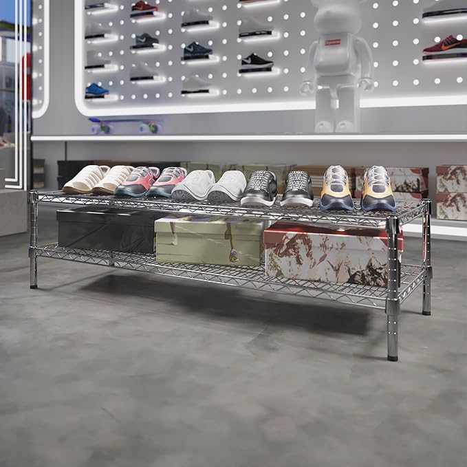 18" Deep x 54" Wide x 14" Height Wire Shelving Kit | 2-Tier | NSF Commercial Storage Rack Unit