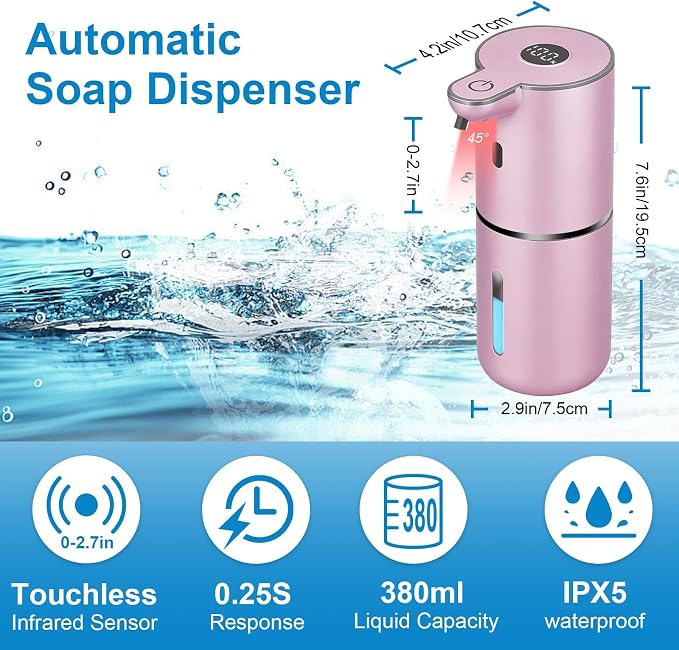 OHIFAST Automatic Foaming Soap Dispenser Touchless, USB Rechargeable Smart Hand - Image 2