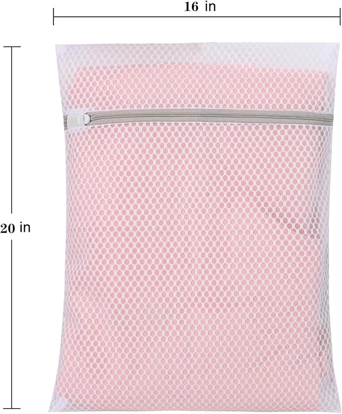Mesh Laundry Bags for Delicates, 16 x 20 Inches Honeycomb Zippered Washing Bags - Image 2
